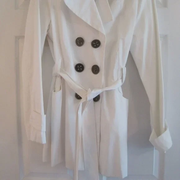 EXPRESS WHITE TRENCH COAT LARGE NWT $148.00 - Picture 4 of 7